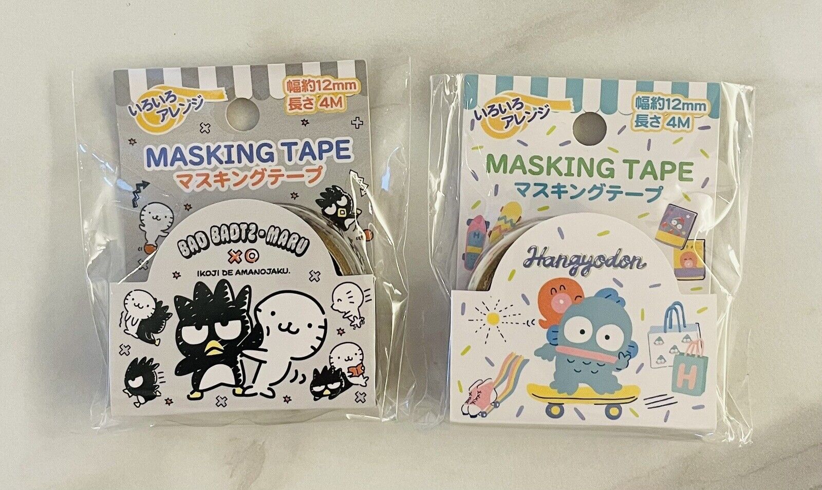 Sanrio Hangyodon and BAD BADTZ-MARU Washi Tapes♡12mm×4m New from Japan