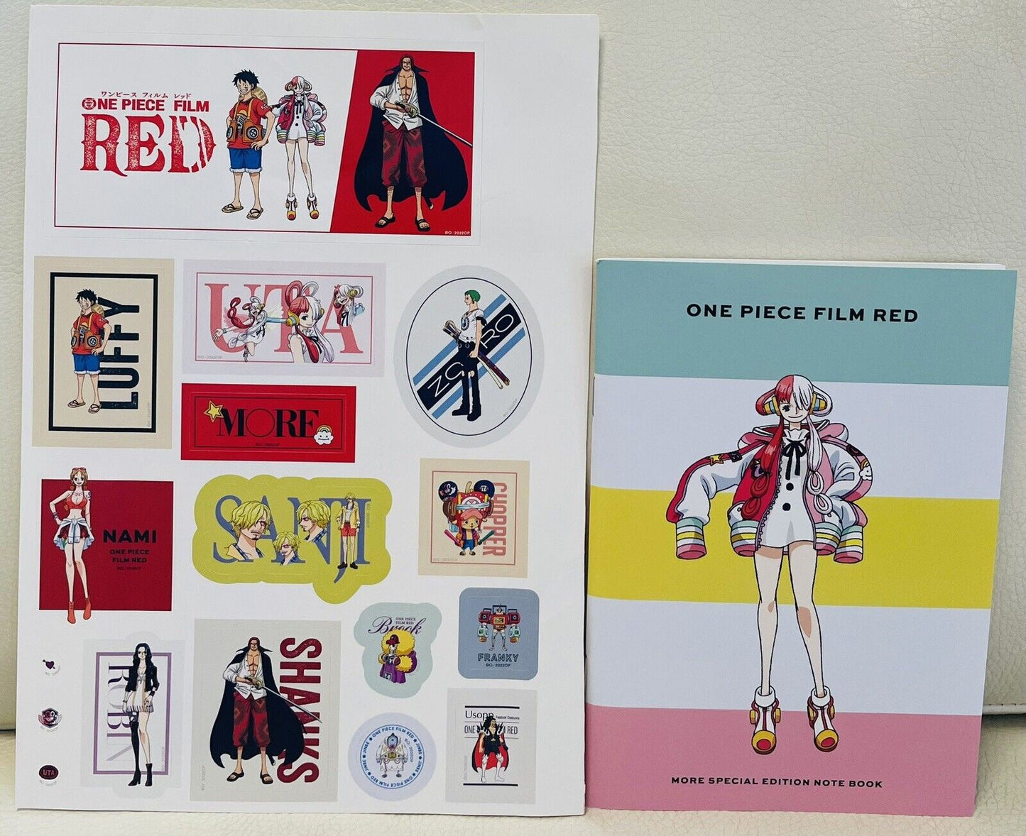 ONE PIECE Film Red Special notebook and stickers,Uta,Luffy,Shanks/from Japan