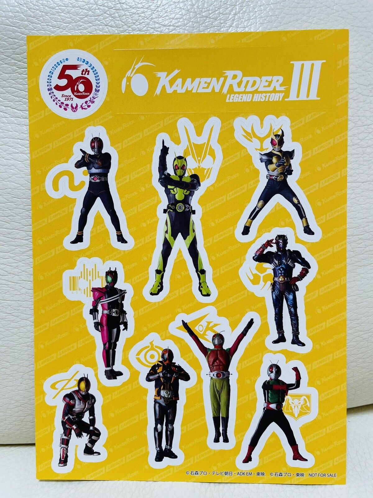 KAMEN RIDER Stickers. 4 sheets.50th Anniversary