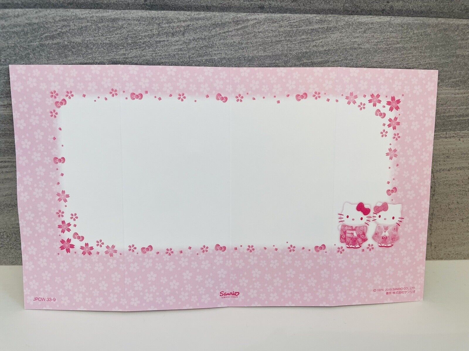 Sanrio Hello Kitty Greeting Card Cherry Blossoms Kimono Golden Byobu♡