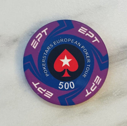 Poker Chip set 100 POKERSTARS EPT Ceramic Chips,100 pieces with case.