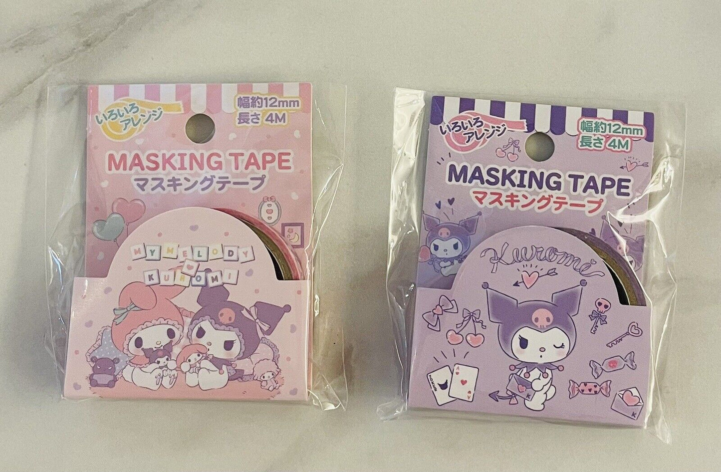 Sanrio My Melody and Kuromi Washi Tapes♡12mm×4m New Unsealed from Japan