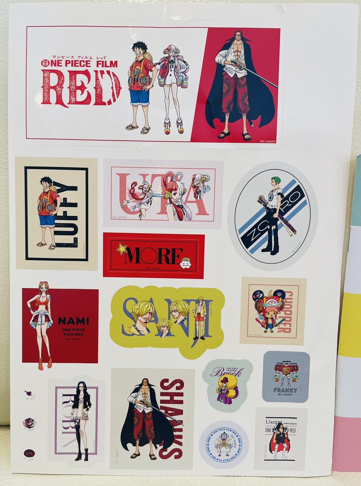 ONE PIECE Film Red Special notebook and stickers,Uta,Luffy,Shanks/from Japan