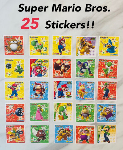 Super Mario Bros. stickers 5 Packs 25 Stickers New Sealed Packs Japan limited