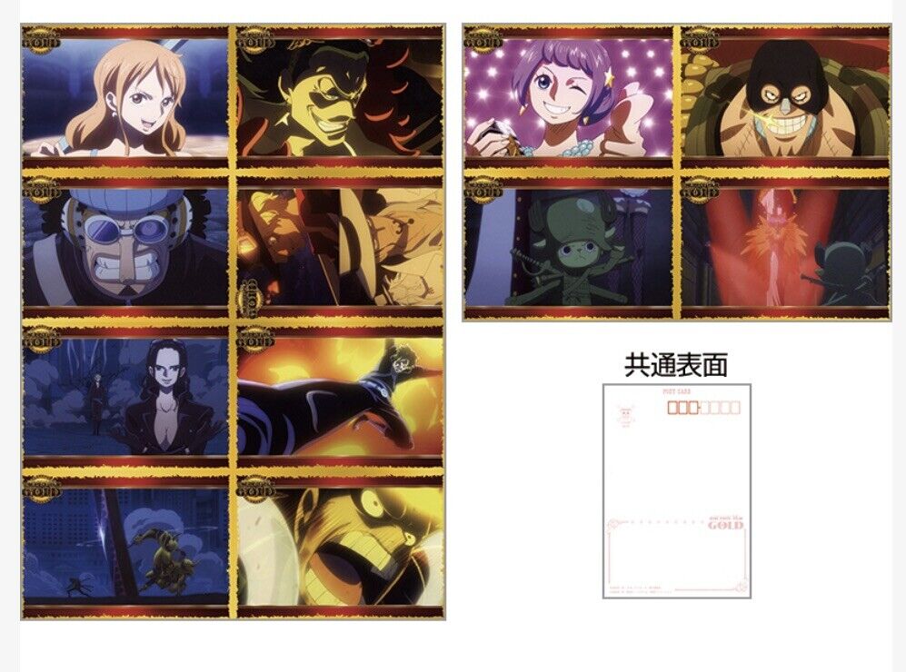 ONE PIECE Film Gold Postage Stamps and Postcards Collection Set,2016,Very Rare☆