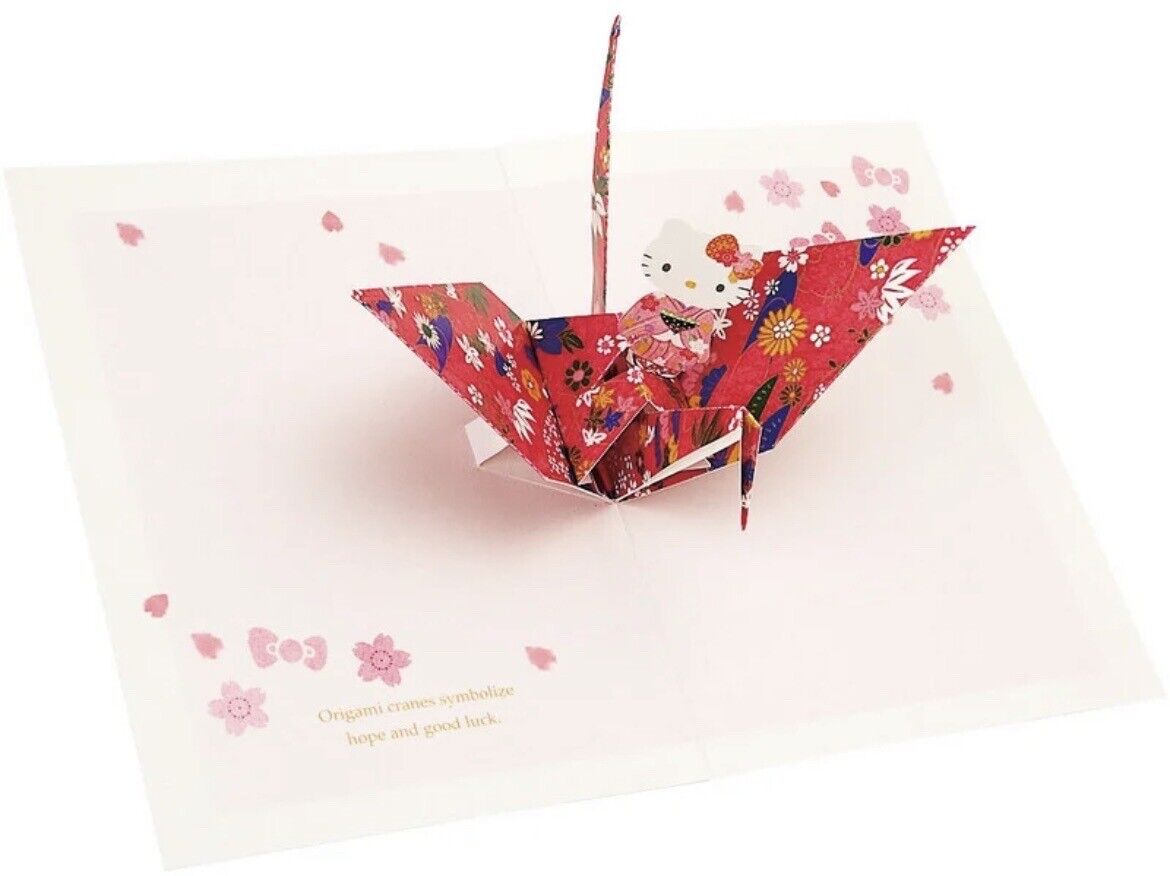 Sanrio Hello Kitty Greeting Card Origami Crane Kimono♡Japanese Style