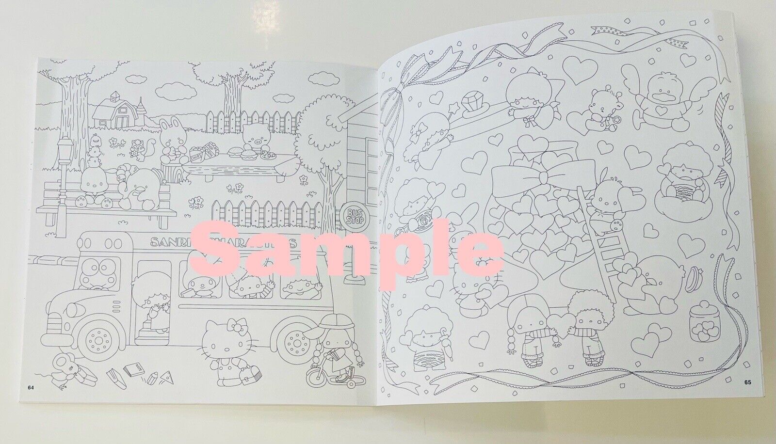 Sanrio Coloring Book Nostalgic characters in 1970 -1990.from Japan, 72 pages