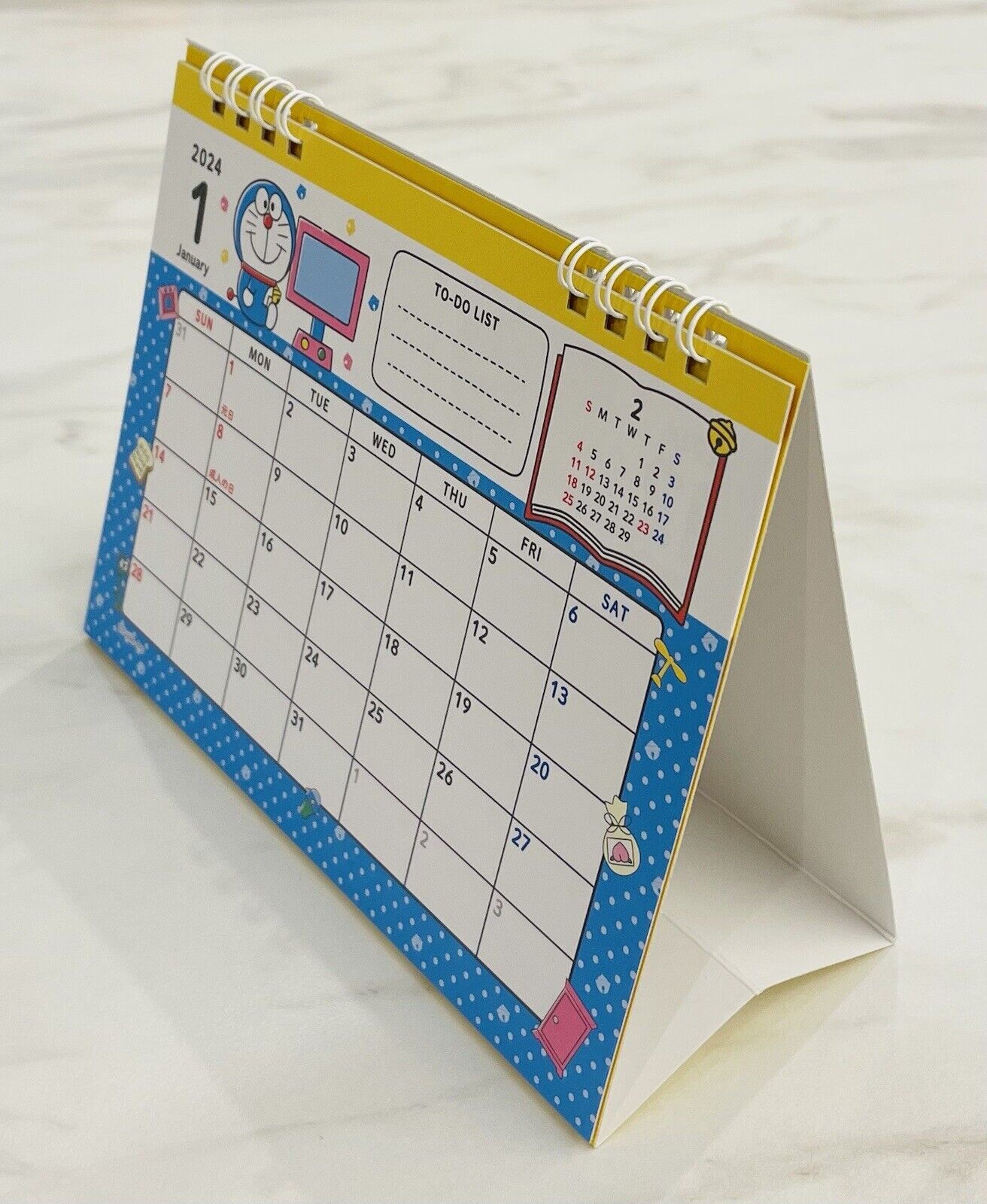 Doraemon desk calendar 2024,from January to December,Japanese Edition.new!