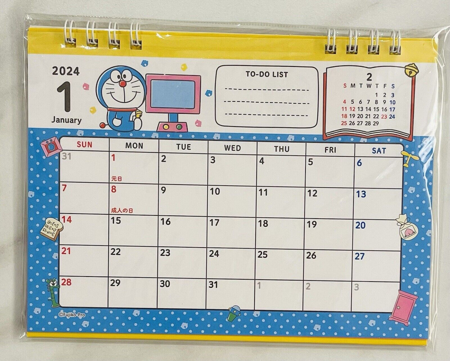 Doraemon desk calendar 2024,from January to December,Japanese Edition.new!