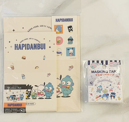 Sanrio HAPIDANBUI Letter Set and Washi Tape New Sealed from Japan