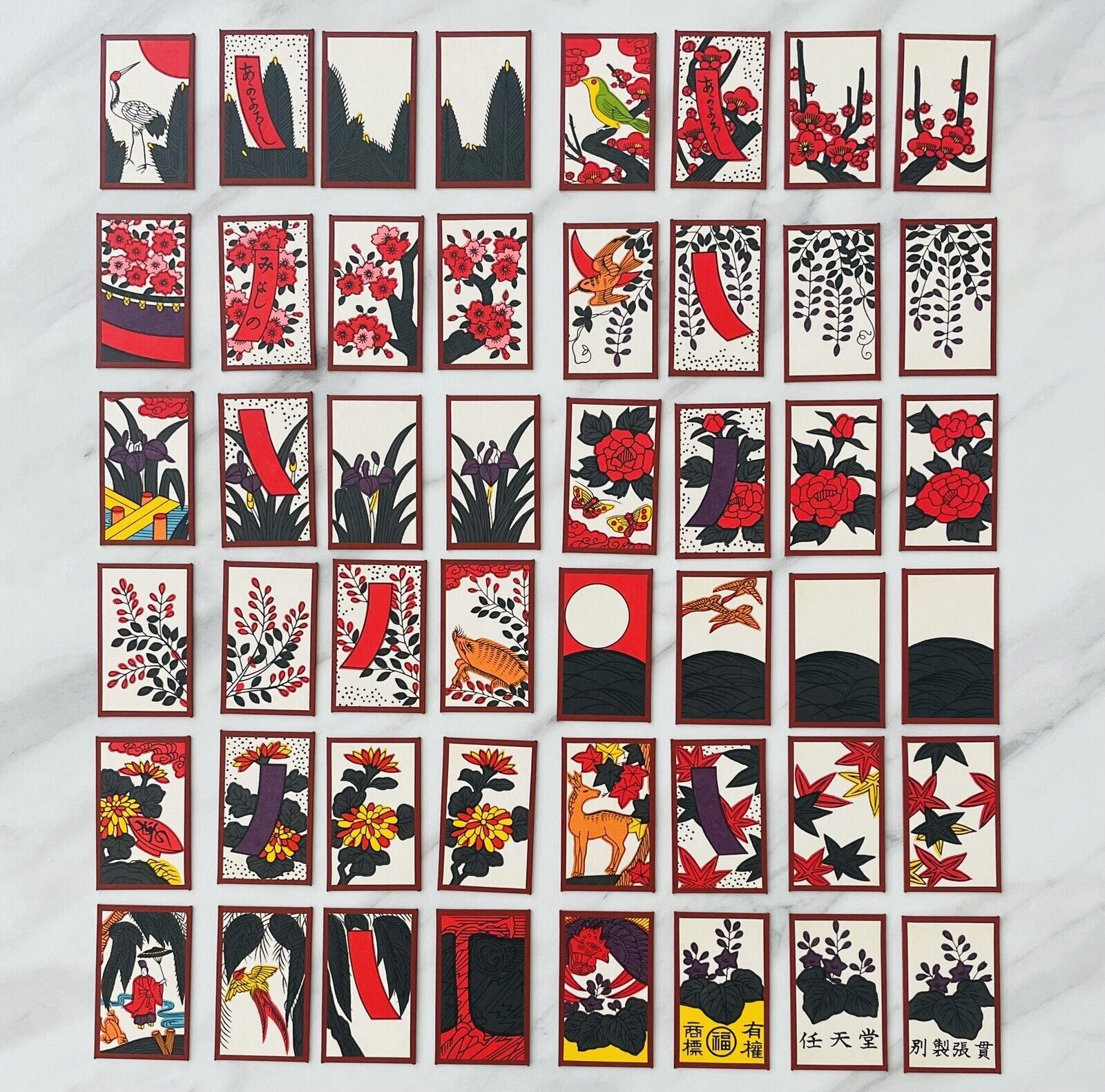 Vintage Nintendo Hanafuda Tengu Red Japanese Playing Cards Made before 1989