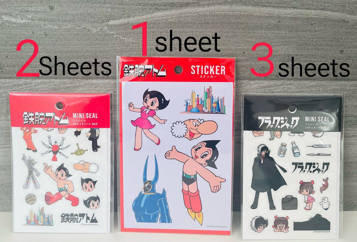 Astro boy and BLACKJACK,stickers,6sheets!New!by Osamu Tezuka