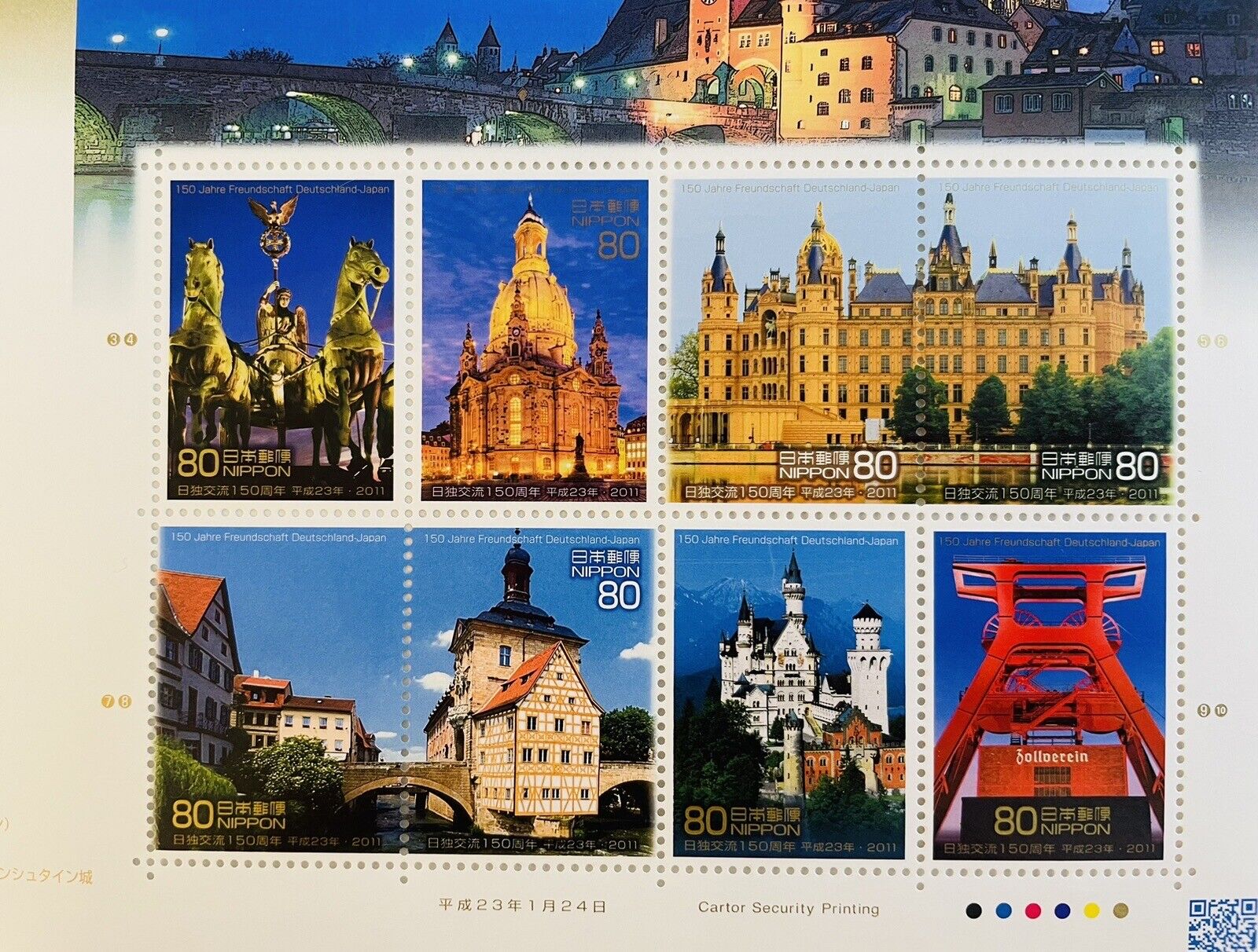 150th Anniversary of Japan and Germany Postage Stamps 80yen×10 2011