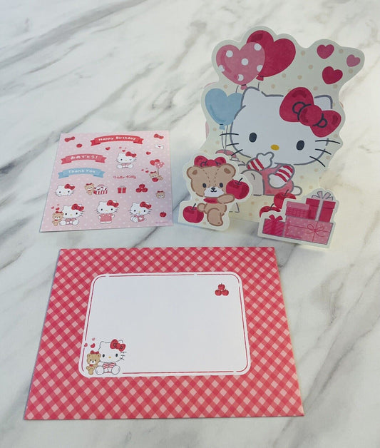 Sanrio Hello Kitty Birthday Card Set ♡ Pop up card Stickers Envelope