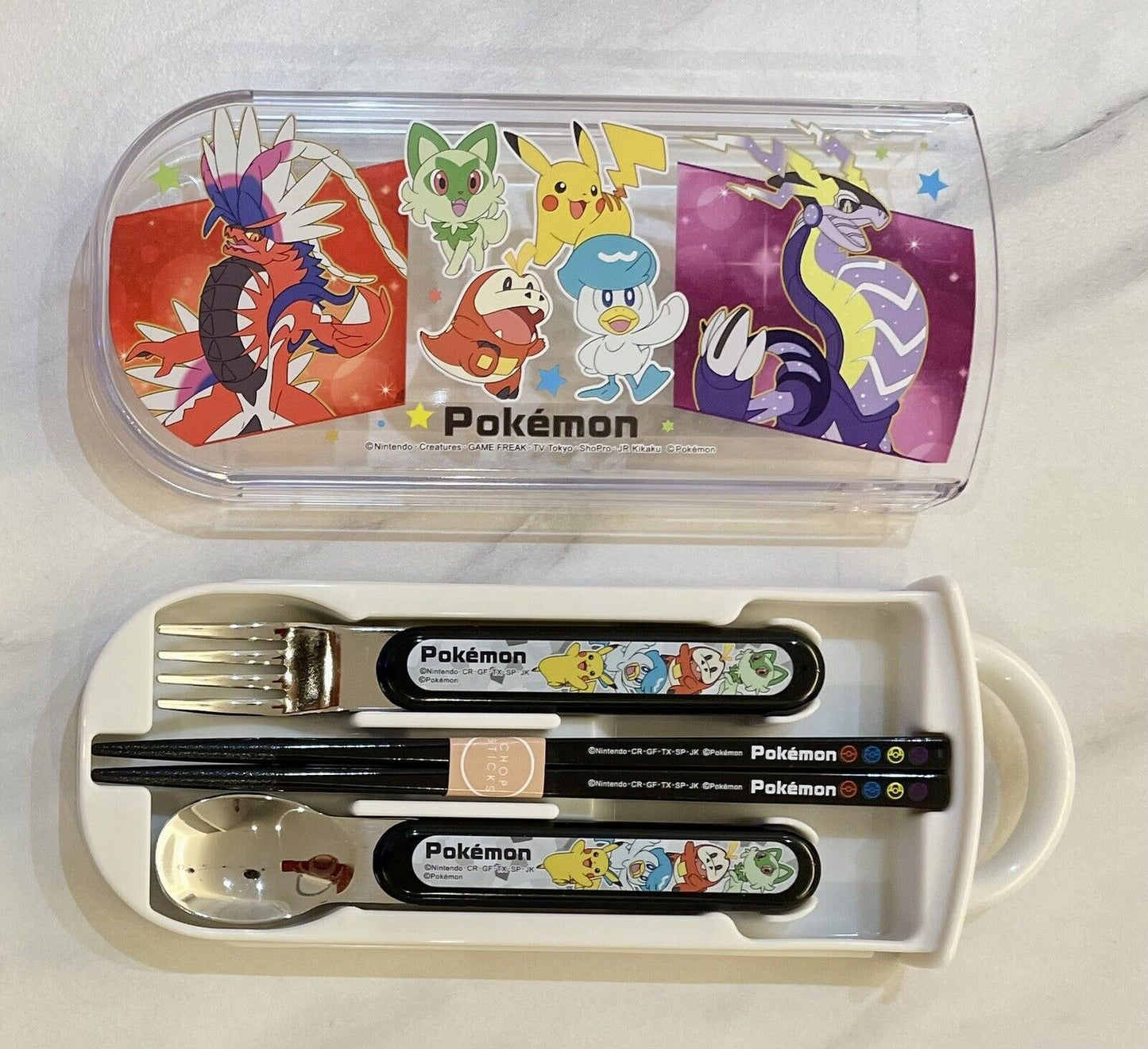 Pokemon Chopsticks Spoon and Fork Set with Case New Sealed from Japan