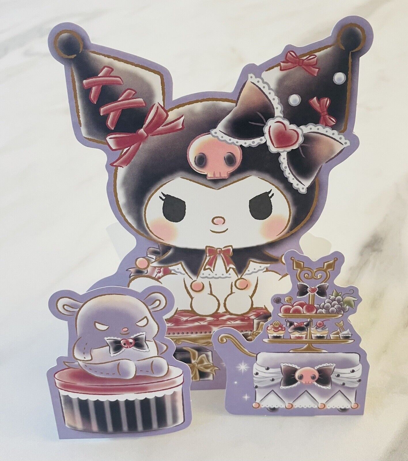 Sanrio Kuromi Birthday Card Set ♡ Pop up card Stickers Envelope