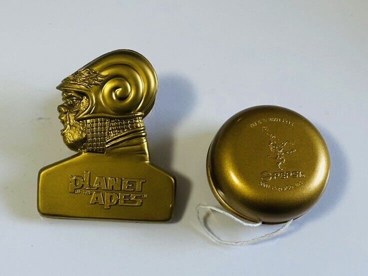 Pepsi and Planet of the Apes Gold Spinner YO-YO and Clip.Rare,New,Made in 2001