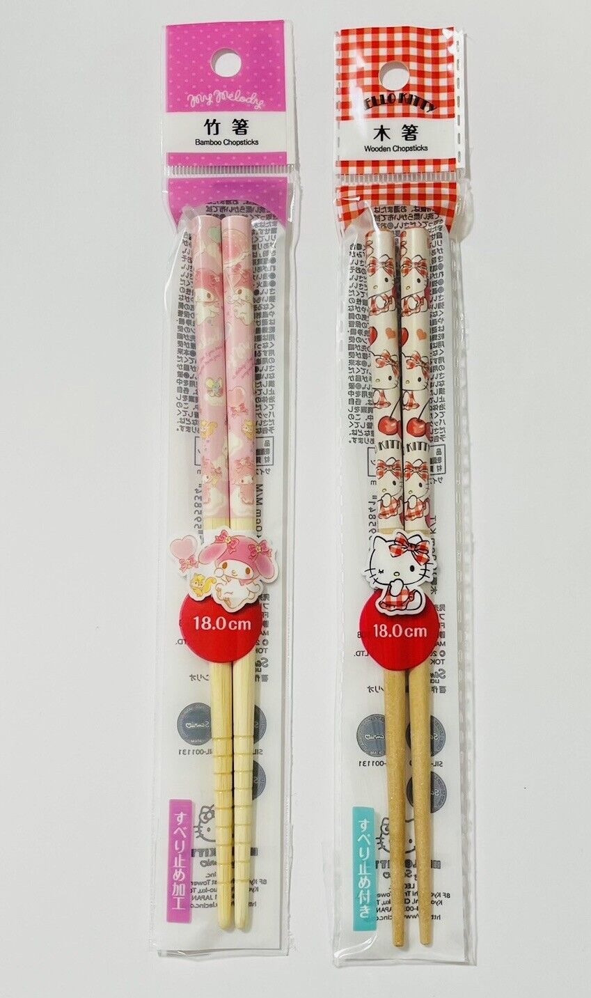 Sanrio My Melody and Hello Kitty Chopsticks. 18cm. for kids.from Japan