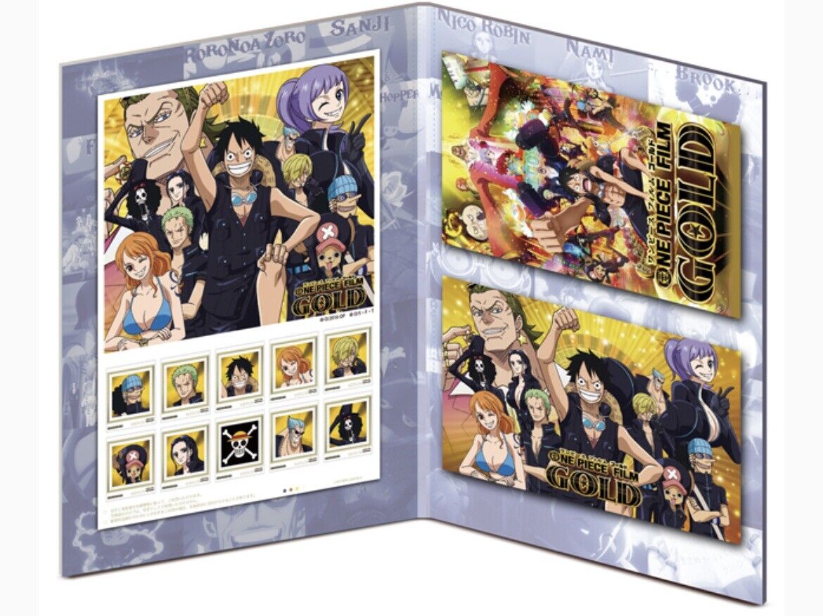 ONE PIECE Film Gold Postage Stamps and Postcards Collection Set,2016,Very Rare☆