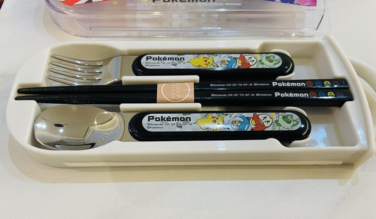 Pokemon Chopsticks Spoon and Fork Set with Case New Sealed from Japan