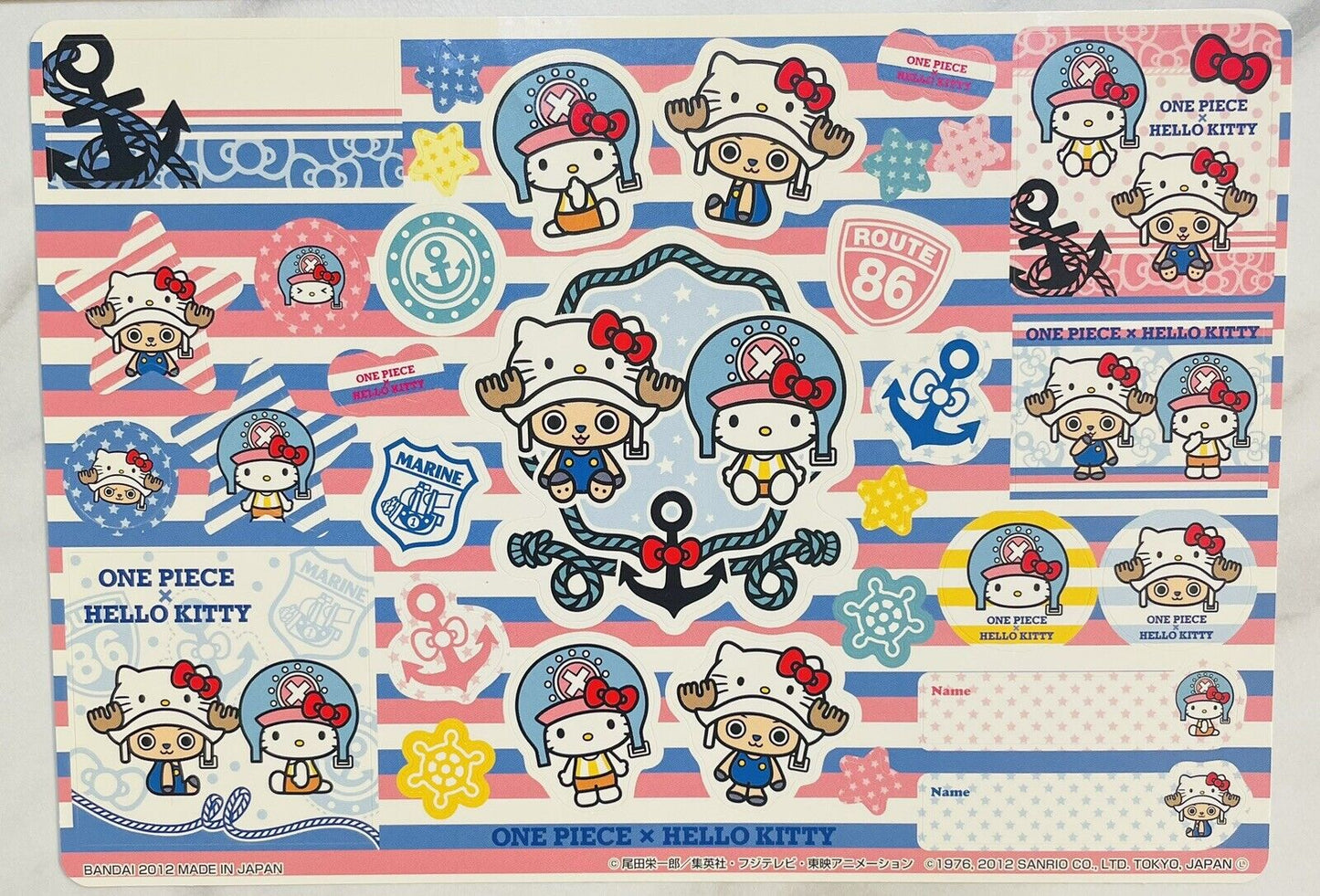 One Piece and Hello Kitty collaborated stickers and  a container/2012/Rare