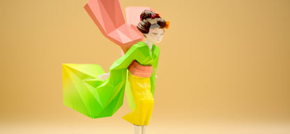 Kimono Geisha Doll Ofuku-san by Japanese Artist Youichiro Okuda , 3D Printed Art